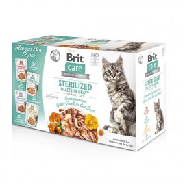 Brit Care Sterilized Fillets in Gravy Flavour box влажный корм для стерилизованных кошек, филе в соусе