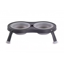DEXAS Double Elevated Feeder - Миска двойная на складной подставке для собак и кошек, светло-серый