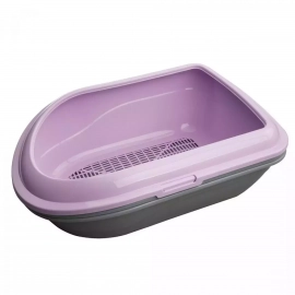 AnimAll Туалет для кота с бортиком и сеткой, фиолетовый