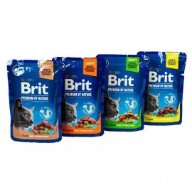 Brit Premium Cat Sterilised набір вологих кормів для котів КУРКА, ЯГНЯ, ПЕЧІНКА та ЛОСОСЬ
