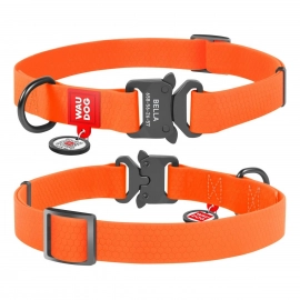 Collar WAUDOG Waterproof Ошейник для собак водостойкий c QR-паспортом, металлическая пряжка-фастекс ОРАНЖЕВЫЙ