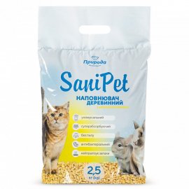 Природа SANIPET (САНІПЕТ ДЕРЕВНИЙ) наповнювач для туалету для кішок та гризунів ЛИМОН