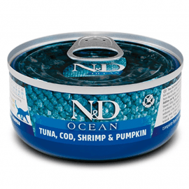 Farmina (Фармина) N&D Grain Free Ocean Tuna, Cod, Shrimp & Pumpkin влажный беззерновой корм для кошек ТУНЕЦ, ТРЕСКА, КРЕВЕТКИ И ТЫКВА Farmina (Фармина) N&D Grain Free Ocean Tuna, Cod, Shrimp & Pumpkin влажный беззерновой корм для кошек ТУНЕЦ, ТРЕСКА, КРЕВЕТКИ И ТЫКВА