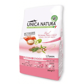 Gheda Unica Natura Unico Indoor Salmon, Rice and Apples сухой корм для кошек живущих в помещении ЛОСОСЬ, РИС И ЯБЛОКО