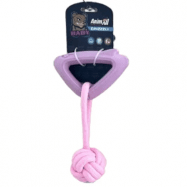 AnimAll GrizZzly Baby игрушка для щенков АКУЛА С КАНАТОМ, розовая лаванда