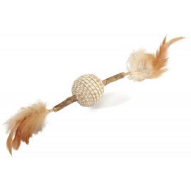 Camon (Камон) Игрушка для кошек ПАЛОЧКА МАТАТАБИ С ПЕРЬЯМИ И ШАРИКОМ