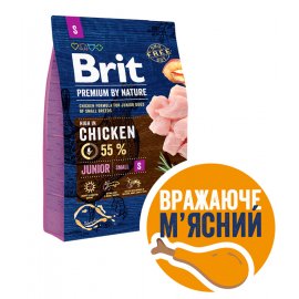 Brit Premium Junior Small S Chicken сухий корм для цуценят та молодих собак дрібних порід КУРКА Brit Premium Junior Small S Chicken сухий корм для цуценят та молодих собак дрібних порід КУРКА