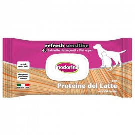 Inodorina Refresh Sensitive вологі гігієнічні серветки з молочним білком для собак та кішок
