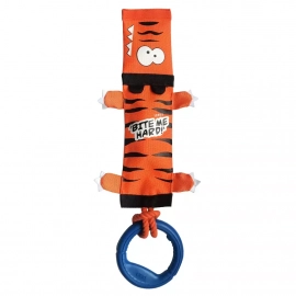 GiGwi (Гігві) Bite me hard ТИГР іграшка для собак на мотузці з ручкою та пищалкою