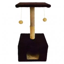 Пухнастики кігтеточка будиночок з полицею для кішок, шоколад