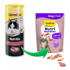 GimCat Nutri Malt Bites Digestion Support лакомство с пребиотиками для выведения шерти у кошек