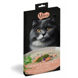 Mavsy Creamy Superfood Salmon, Tuna Fillet, Alfalfa & Splashed Of Catnip ласощі для котів у вигляді крему ЛОСОСЬ, КРЕВЕТКИ, ЛЮЦЕРНА І КОТЯЧА М'ЯТА
