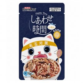 CattyMan Happy Time Hairball Care беззерновий вологий корм для виведення шерсті у котів ТУНЕЦЬ та САРДИНА