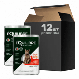 eQuilibre & Instinct CHICKEN, PUMPKIN & CITRUS консерви для стерилізованих котів, шматочки в соусі КУРКА, ГАРБУЗ і ЦИТРУСОВІ