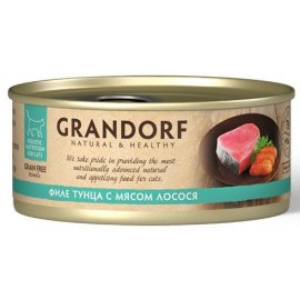 Grandorf (Грандорф) консерва для кошек ФИЛЕ ТУНЦА с МЯСОМ ЛОСОСЯ