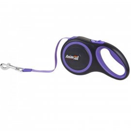 AnimAll Поводок-рулетка, фиолетовый-черный
