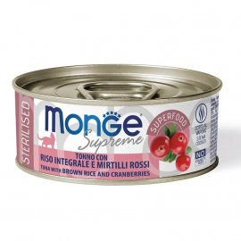 Monge Supreme Sterilised Cat Tuna with Brown Rice and Cranberries влажный корм для стерилизованных кошек, кусочки в желе, ТУНЕЦ И КЛЮКВА