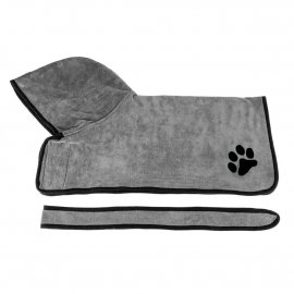 Fovis Derby полотенце-халат из микрофибры с капюшоном и поясом для собак и кошек, серый