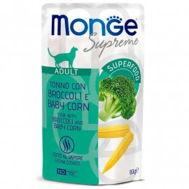 Monge Supreme Adult Cat Tuna Flakes, Broccoli & Baby Corn влажный корм для кошек ТУНЕЦ, БРОККОЛИ и МОЛОДАЯ КУКУРУЗА