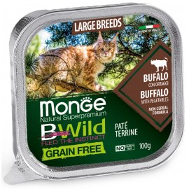Monge Cat Bwild Grain Free Large Breeds Bufalo & Vegetables вологий корм для котів великих порід БУЙВОЛ та ОВОЧІ, паштет