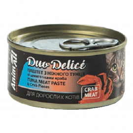 AnimAll Duo Delice Tuna Meat Paste вологий корм для котів ТУНЕЦЬ та КРАБ, паштет