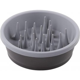 Dexas FEEDER SLOW DOG BOWL силіконова миска для повільного годування, темно-сіра/світло-сіра