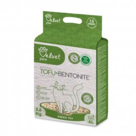Velvet Paw Tofu+Bentonite Green Tea гороховый наполнитель с бентонитом для кошек ЗЕЛЕНЫЙ ЧАЙ