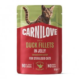 Carnilove Sterilised Jelly Duck with Catnip влажный корм для стерилизованных кошек, кусочки в желе УТКА и КОШАЧЬЯ МЯТА