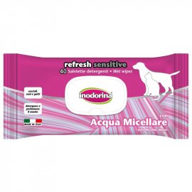 Inodorina Refresh Sensitive вологі гігієнічні серветки з міцелярною водою для собак та кішок