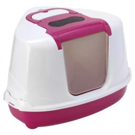Moderna ФЛІП КЕТ КУТОВИЙ закритий туалет для котів, яскраво-рожевий