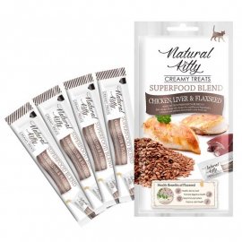 Natural Kitty Creamy Treats Chicken, Chicken liver & Flaxseed крем-снеки для кошек КУРИЦА, КУРИНАЯ ПЕЧЕНЬ И СЕМЕНА ЛЬНА