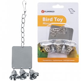 Flamingo (Фламінго) MIRROR+3 BELLS Іграшка для папуг, квадратне дзеркало з трьома дзвіночками