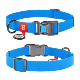 Collar WAUDOG Waterproof Ошейник для собак водостойкий c QR-паспортом, пластиковая пряжка-фастекс ГОЛУБОЙ