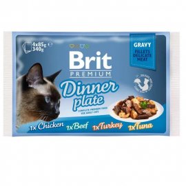 Brit Premium Cat Dinner Plate Gravy консерви для кішок, набір 4 смаку асорті філе в соусі
