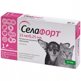 KRKA Селафорт Капли от блох, клещей и гельминтов для щенков, котят и взрослых животных до 2,5 кг KRKA Селафорт Капли от блох, клещей и гельминтов для щенков, котят и взрослых животных до 2,5 кг