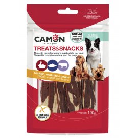 Camon (Камон) Treats & Snacks Rabbit, Codfish and Rawhide лакомство для собак, закуска КРОЛИК, ТРЕСКА и СЫРОМЯТНАЯ КОЖА