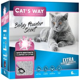 Cats Way (Кетс Вей) Baby Powder комкуючий наповнювач для котячого туалету з АРОМАТОМ ДИТЯЧОЇ ПУДРИ, рожевий