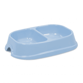 Природа Модерн подвійна пластикова миска для собак і котів, світло-блакитна