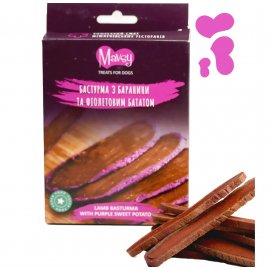 Mavsy Refined Jerky Lamb Basturma & Purple Sweet Potato лакомство для собак от 3 месяцев БАСТУРМА С БАРАНИНОЙ и ФИОЛЕТОВЫМ БАТАТОМ