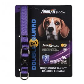 AnimAll VetLine Double Guard комплект ошейник с противопаразитарной лентой для собак, пурпурный