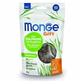 Monge Cat Gift Hairball Adult Salmon & Catnip лакомство для гигиены зубов и выведения шерсти у кошек ЛОСОСЬ и КОШАЧЬЯ МЯТА