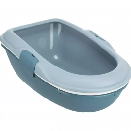Trixie BERTO туалет для кота с бортиком и сеткой, голубой