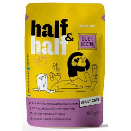 Half&Half Adult Duck вологий корм для котів ШМАТОЧКИ КАЧКИ В СОУСІ, пауч