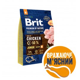 Brit Premium Junior Medium М Chicken сухий корм для цуценят та молодих собак середніх порід КУРКА Brit Premium Junior Medium М Chicken сухий корм для цуценят та молодих собак середніх порід КУРКА
