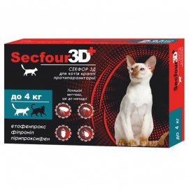 Secfour 3D (Секфор 3Д) Капли для кошек от блох и клещей Secfour 3D (Секфор 3Д) Капли для кошек от блох и клещей
