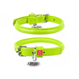 Collar WAUDOG Glamour кожаный ошейник для собак круглый, САЛАТОВЫЙ