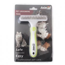 AnimAll Гребінець-граблі дворядний для собак і кішок, зелений