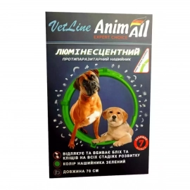 AnimAll VetLine Люми люминисцентный ошейник от блох и клещей для собак и кошек, зеленый