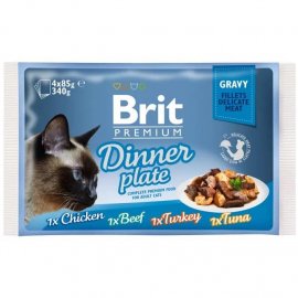 Brit Premium Cat Dinner Plate Jelly консерви для кішок, набір 4 смаку асорті філе в желе