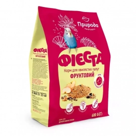 Фиеста Фрукты - Корм для молодых волнистых попугайчиков и других экзотичных птиц с фруктами, 600 г